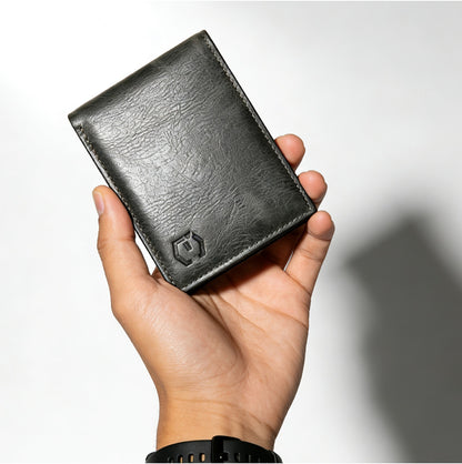 Waxed Crunch Leather Slim Bifold Wallet