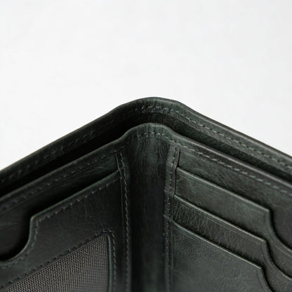 Waxed Crunch Leather Slim Bifold Wallet