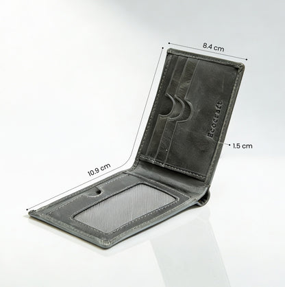 Waxed Crunch Leather Slim Bifold Wallet