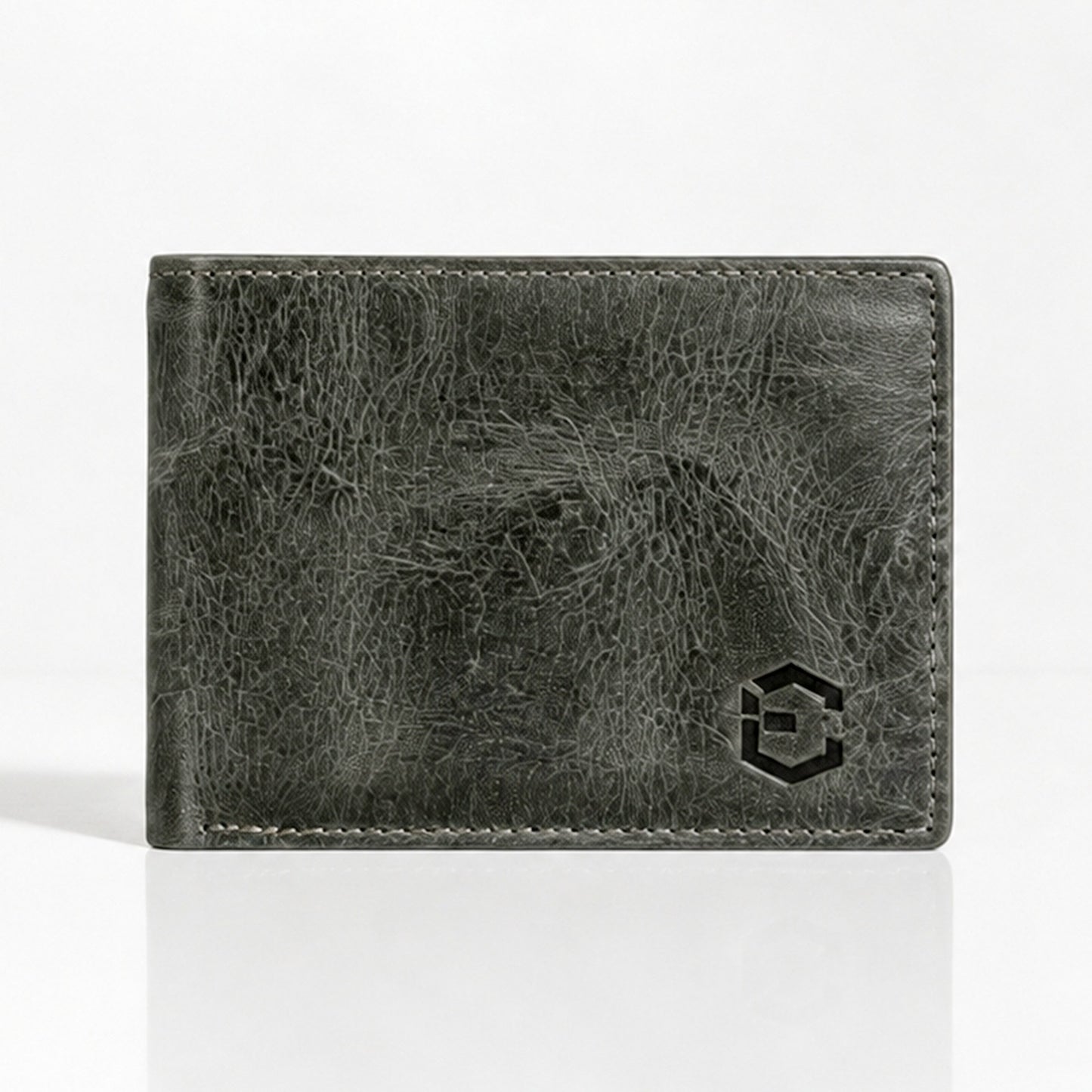 Waxed Crunch Leather Slim Bifold Wallet
