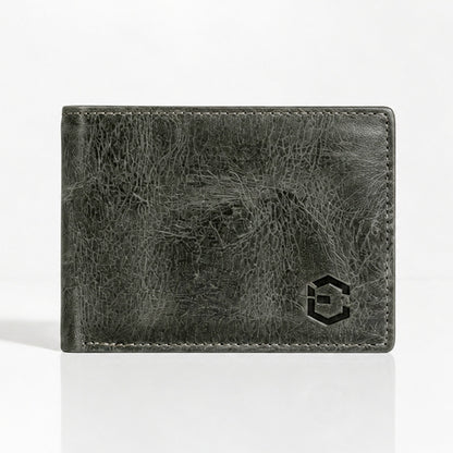 Waxed Crunch Leather Slim Bifold Wallet