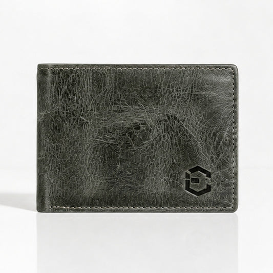 Waxed Crunch Leather Slim Bifold Wallet