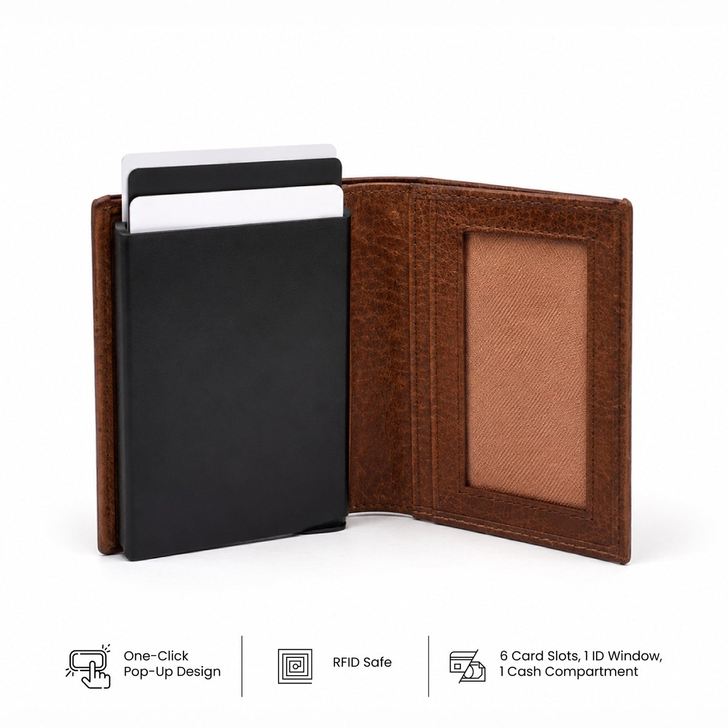 Premium Pebble Leather Pop up Credit Card Holder