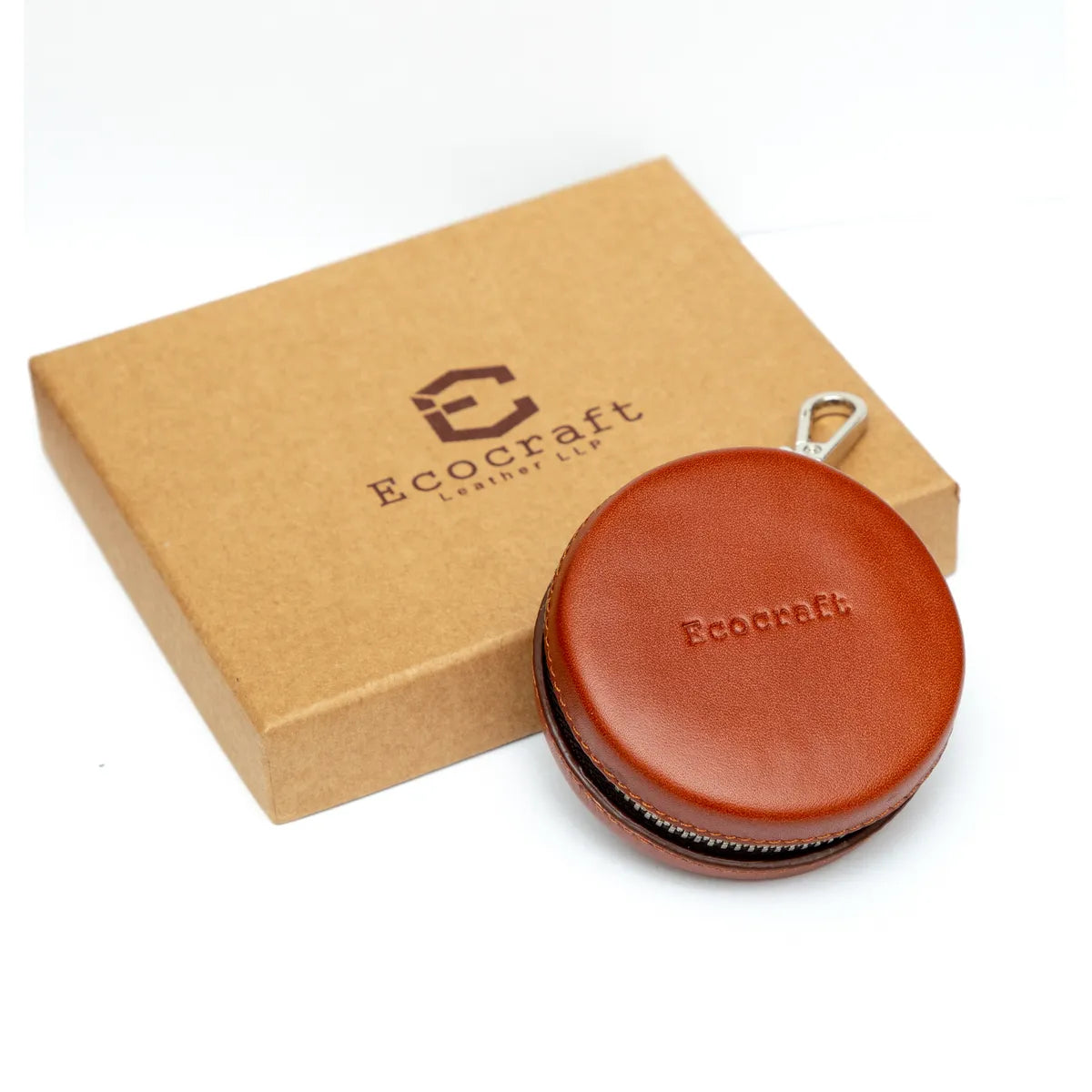 Cognac Leather Earphone Case Tws Airpods With Snap Closure Premium Full Grain Protective Pouch For Men & Women