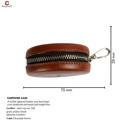 Premium Full Grain Leather Earphone Case