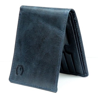 Waxed Crunch Leather Slim Bifold Wallet