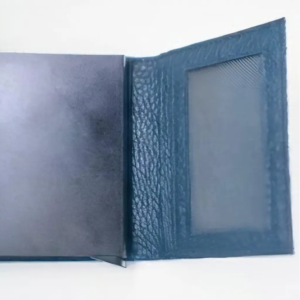 Navy Blue Bifold Pop-Up Leather 8 Card Slots, 1 Id Window, 1 Cash Compartment Premium Pebble Grain Leather Card Holder For Men & Women