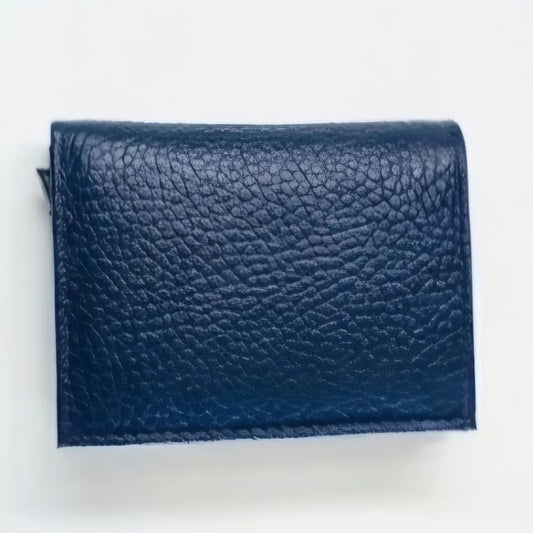Navy Blue Bifold Pop-Up Leather 8 Card Slots, 1 Id Window, 1 Cash Compartment Premium Pebble Grain Leather Card Holder For Men & Women
