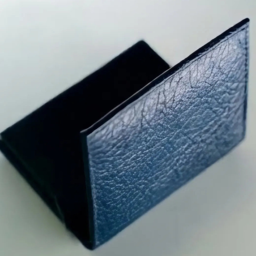 Navy Blue Bifold Pop-Up Leather 8 Card Slots, 1 Id Window, 1 Cash Compartment Premium Pebble Grain Leather Card Holder For Men & Women