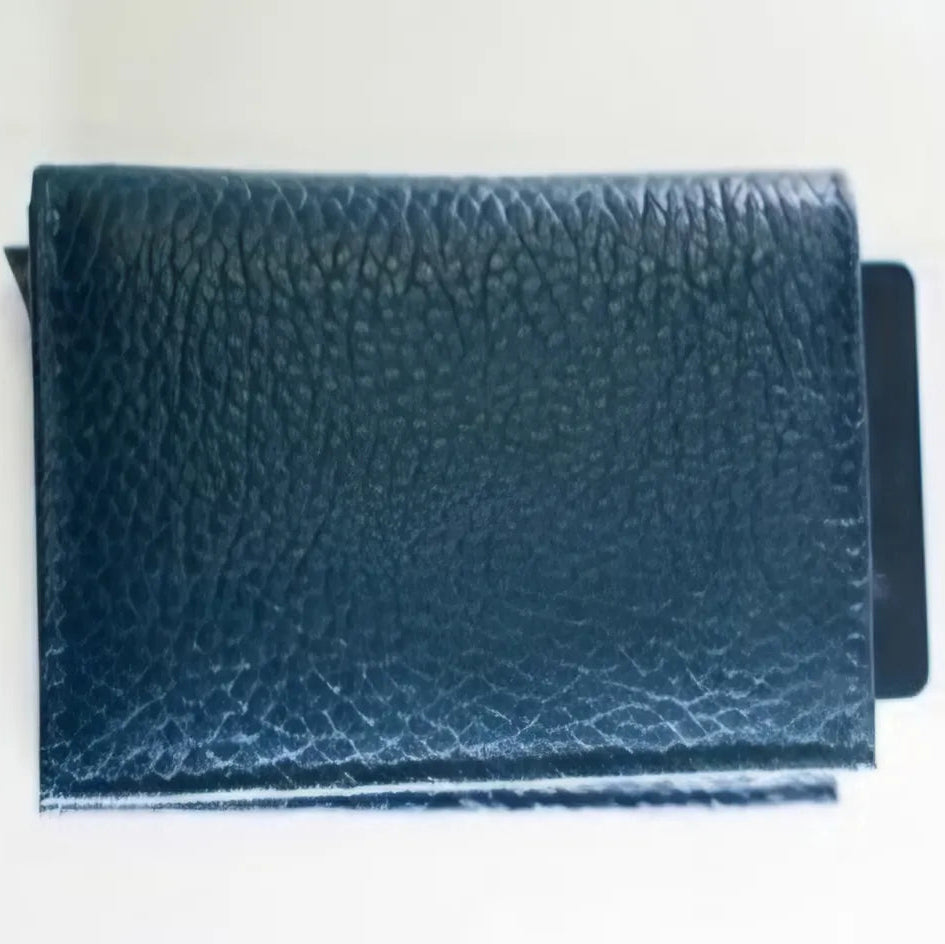 Navy Blue Bifold Pop-Up Leather 8 Card Slots, 1 Id Window, 1 Cash Compartment Premium Pebble Grain Leather Card Holder For Men & Women