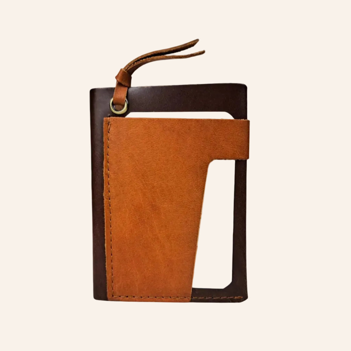 Brown Slim Leather Bifold Minimalist Front Pocket Card Holder Premium Full-Grain Two-Tone Genuine Leather Wallet For Men & Women