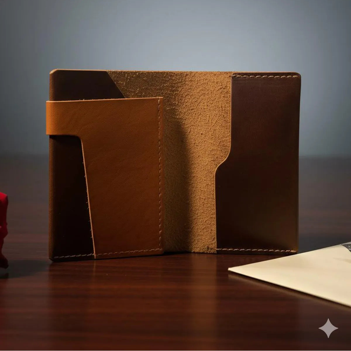 Brown Slim Leather Bifold Minimalist Front Pocket Card Holder Premium Full-Grain Two-Tone Genuine Leather Wallet For Men & Women