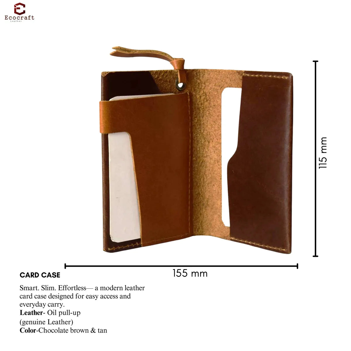 Brown Slim Leather Bifold Minimalist Front Pocket Card Holder Premium Full-Grain Two-Tone Genuine Leather Wallet For Men & Women