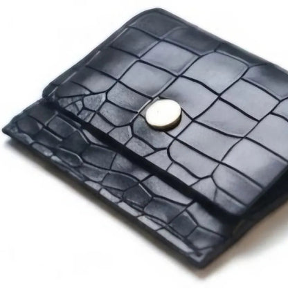 Croco Pattern Leather Minimalist Card Case