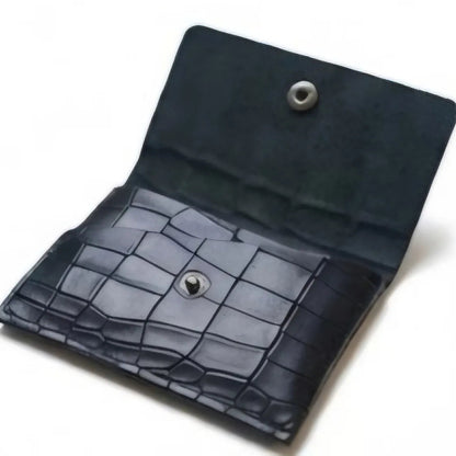 Croco Pattern Leather Minimalist Card Case