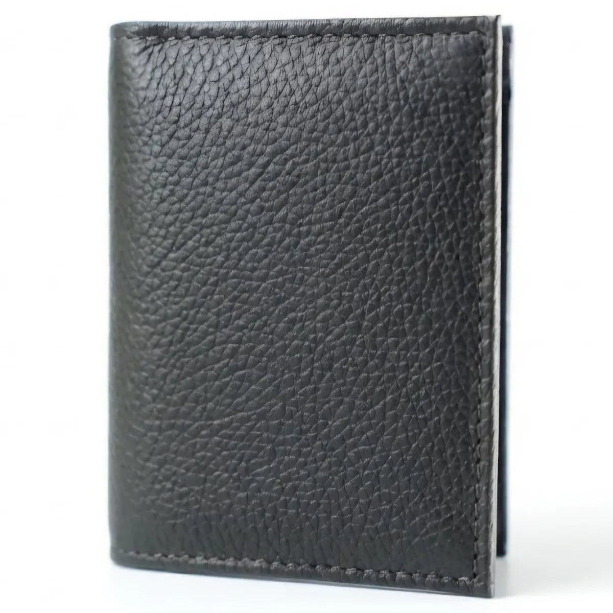 Grey Bifold Pop-Up Leather 8 Card Slots, 1 Id Window, 1 Cash Compartment Premium Pebble Grain Leather Card Holder For Men & Women