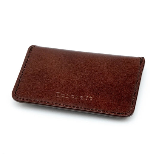 Brown Full Grain Aniline Leather With Magnetic Flap Ultra-Slim Minimalist Wallet For Daily Carry Card Case For Men & Women